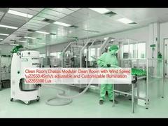 ক্লিন রুম চ্যাসি মডুলার ক্লিন রুম বায়ুর গতি ≥0.45m/s নিয়মিত এবং কাস্টমাইজযোগ্য আলোকসজ্জা ≥300 Lux